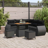 vidaXL Tuinbank Set met kussen met opslag 8 pcs Zwart poly rattan