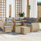 vidaXL Tuinbank Set met kussen met opslag 8 pcs Zwart poly rattan