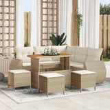 vidaXL Tuinbank Set met kussen met opslag 8 pcs Zwart poly rattan