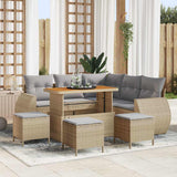 vidaXL Tuinbank Set met kussen met opslag 8 pcs Zwart poly rattan