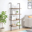 vidaXL Ladderrek met 3 schappen 64x35x120,5 cm lichtbruin en zwart