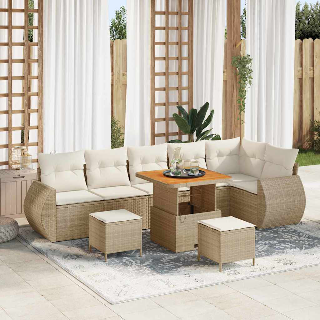 vidaXL Tuinbank Set met kussen met opslag 9 pcs Zwart Poly Riet