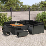 vidaXL Tuinbank Set 12 pcs Zwart Poly rattan en gepoedercoat staal