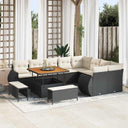 vidaXL Tuinbank Set 12 pcs Zwart Poly rattan en gepoedercoat staal