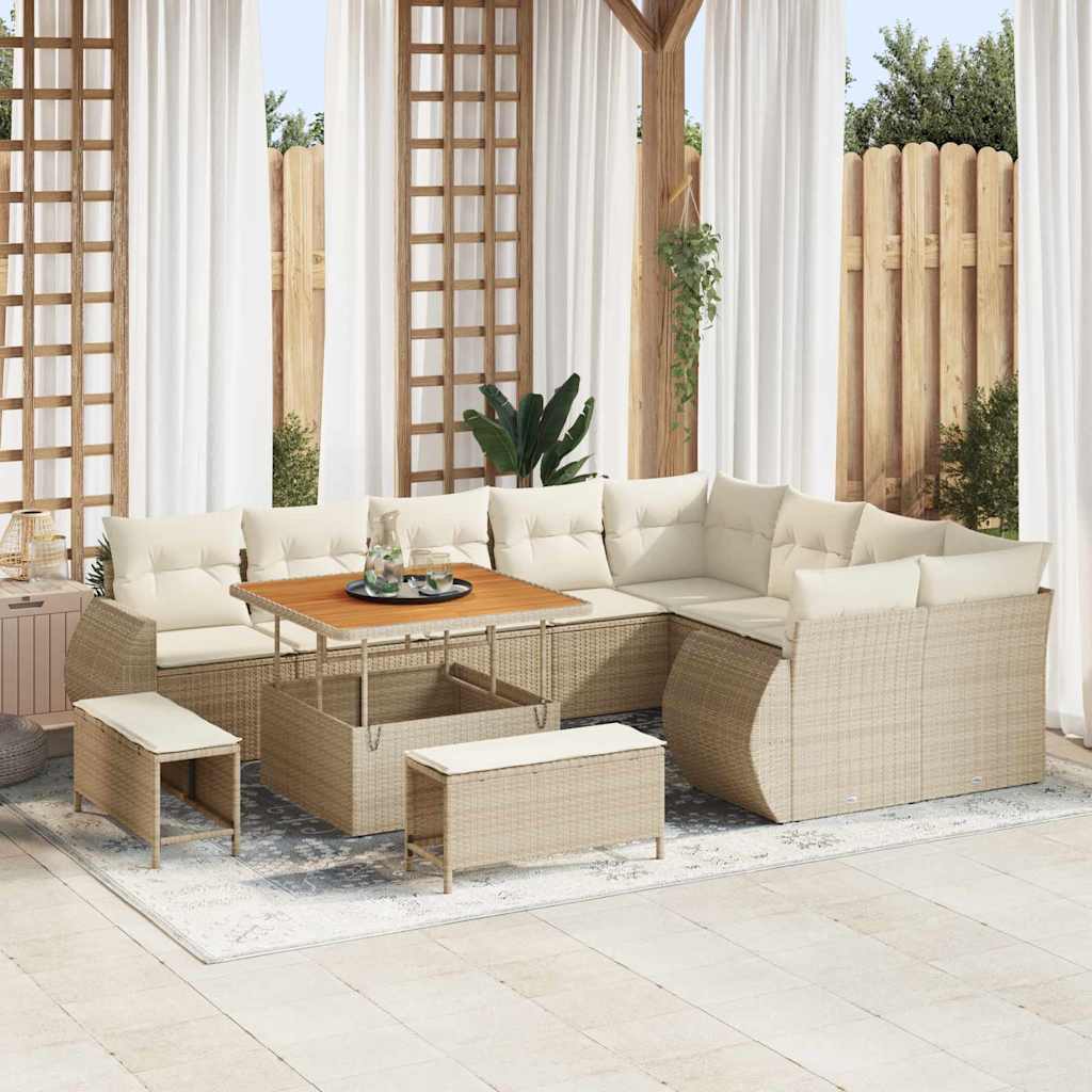 vidaXL Tuinbank Set 12 pcs Zwart Poly rattan en gepoedercoat staal