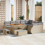 vidaXL Tuinbank Set 12 pcs Zwart Poly rattan en gepoedercoat staal