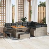 vidaXL Tuinbank Set 12 pcs Zwart Poly rattan en gepoedercoat staal