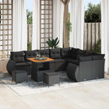 vidaXL Tuinbank Set 12 pcs Zwart Poly rattan en gepoedercoat staal