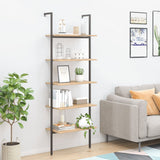 vidaXL Ladderrek met 3 schappen 64x35x120,5 cm lichtbruin en zwart