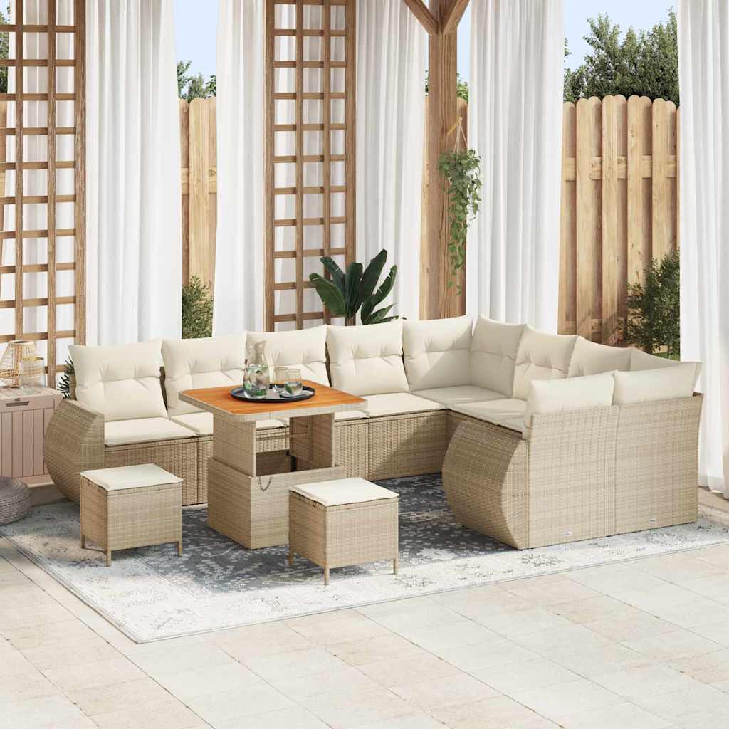 vidaXL Tuinbank Set 12 pcs Zwart Poly rattan en gepoedercoat staal