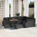 vidaXL Tuinbank Set 12 pcs Zwart Poly rattan en gepoedercoat staal