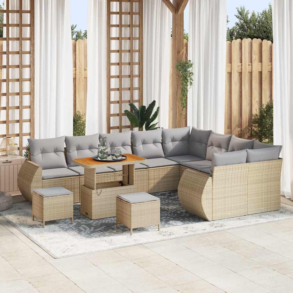 vidaXL Tuinbank Set 12 pcs Zwart Poly rattan en gepoedercoat staal