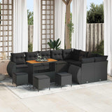 vidaXL Tuinbank Set 12 pcs Zwart Poly rattan en gepoedercoat staal