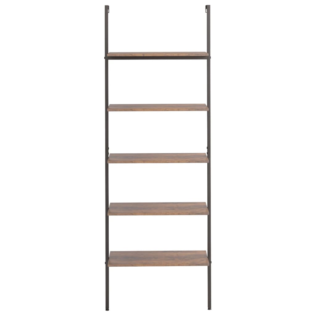 vidaXL Ladderrek met 3 schappen 64x35x120,5 cm lichtbruin en zwart