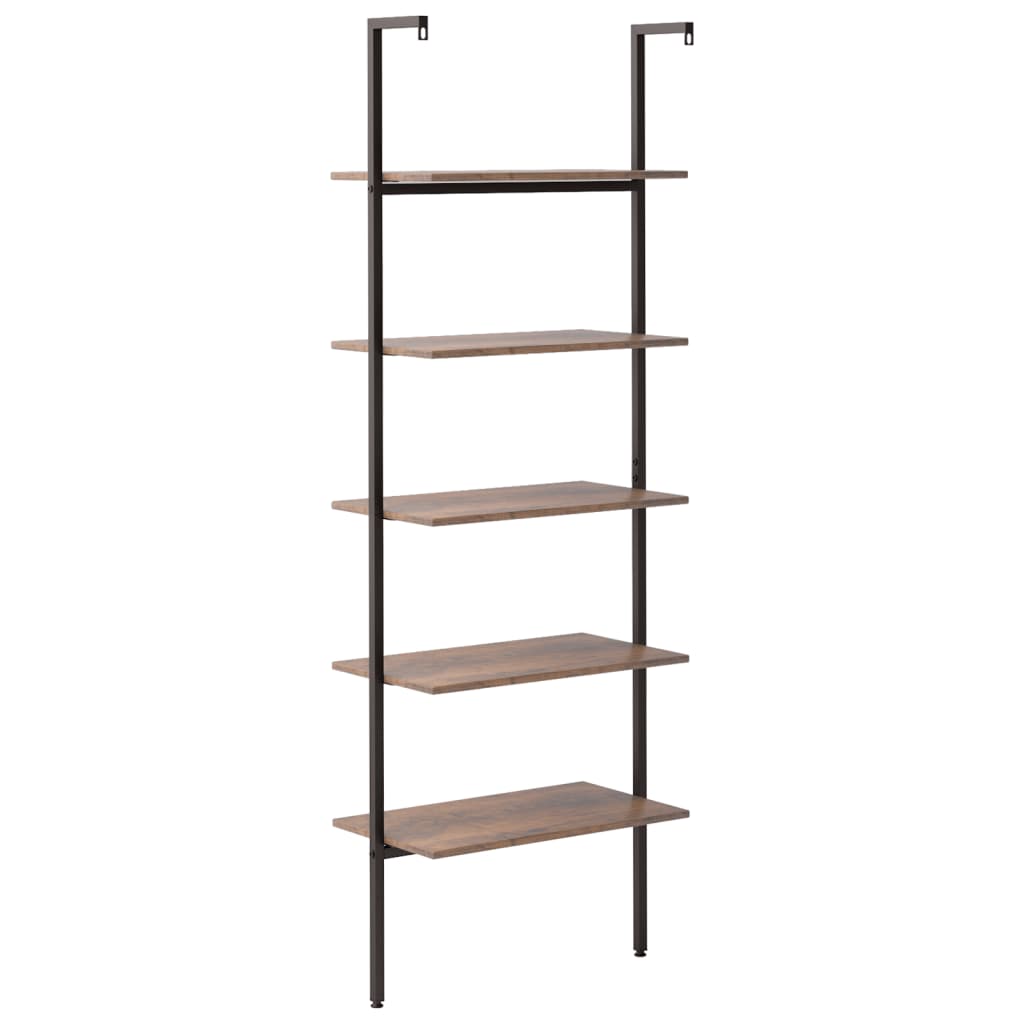 vidaXL Ladderrek met 3 schappen 64x35x120,5 cm lichtbruin en zwart