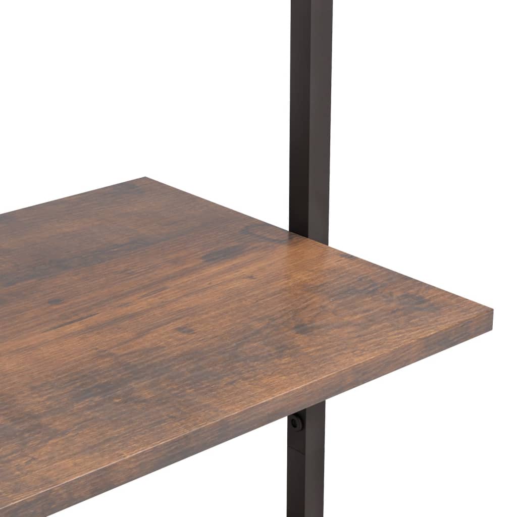 vidaXL Ladderrek met 3 schappen 64x35x120,5 cm lichtbruin en zwart