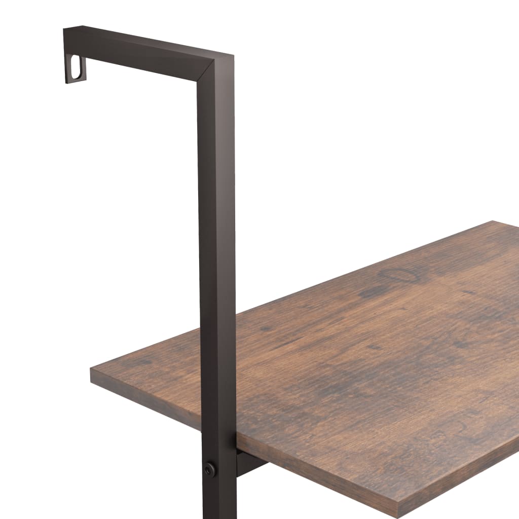 vidaXL Ladderrek met 3 schappen 64x35x120,5 cm lichtbruin en zwart