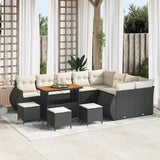 vidaXL Tuinbank Set 12 pcs Zwart Poly rattan en gepoedercoat staal