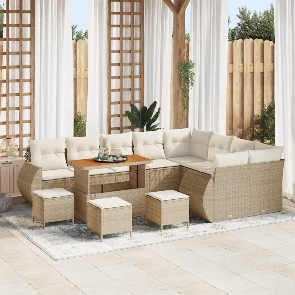 vidaXL Tuinbank Set 12 pcs Zwart Poly rattan en gepoedercoat staal