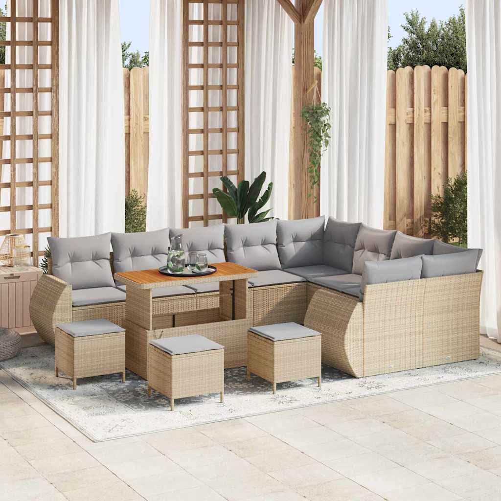 vidaXL Tuinbank Set 12 pcs Zwart Poly rattan en gepoedercoat staal