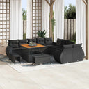 vidaXL Garden Bench Set 13 pcs Black Poly Rattan and Powder-Coated Steel