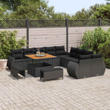vidaXL Garden Bench Set 13 pcs Black Poly Rattan and Powder-Coated Steel