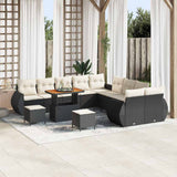 vidaXL Garden Bench Set 13 pcs Black Poly Rattan and Powder-Coated Steel