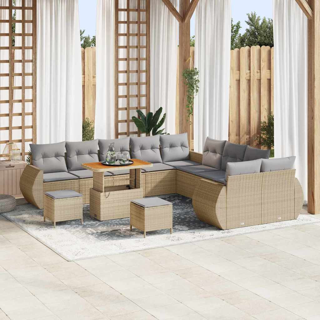 vidaXL Garden Bench Set 13 pcs Black Poly Rattan and Powder-Coated Steel