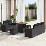 vidaXL Tuinbank Set met kussen met opslag 8 pcs Zwart Poly Riet