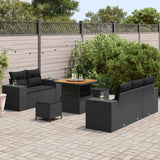 vidaXL Tuinbank Set met kussen met opslag 8 pcs Zwart Poly Riet