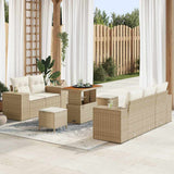 vidaXL Tuinbank Set met kussen met opslag 8 pcs Zwart Poly Riet