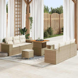 vidaXL Tuinbank Set met kussen met opslag 9 pcs Zwart Poly Riet