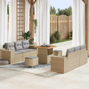 vidaXL Tuinbank Set met kussen met opslag 9 pcs Zwart Poly Riet