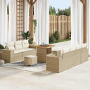 vidaXL Tuinbank Set met kussen met opslag 10 pcs Zwart Poly Riet