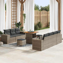 vidaXL Tuinbank Set met kussen met opslag 10 pcs Zwart Poly Riet