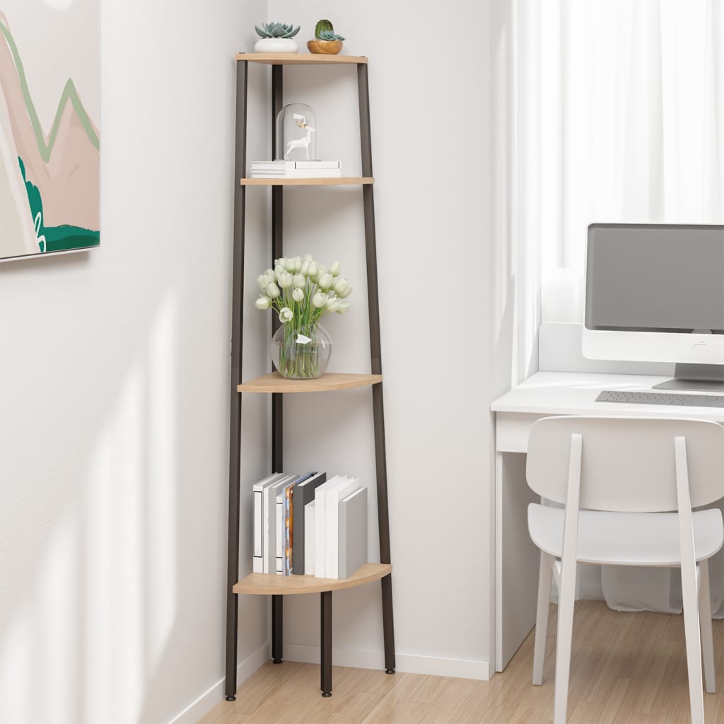 vidaXL Hoekkastje met 3 schappen 45,5x31,5x120 cm lichtbruin en zwart