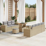 vidaXL Tuinbank Set met kussen met opslag 10 pcs Zwart Poly Riet