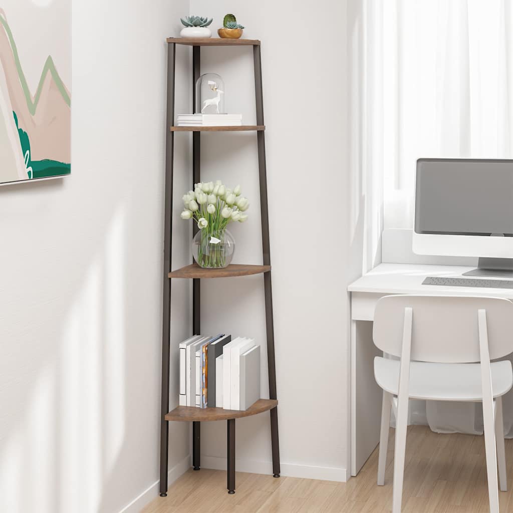 vidaXL Hoekkastje met 3 schappen 45,5x31,5x120 cm lichtbruin en zwart