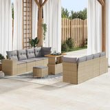 vidaXL Tuinbank Set met kussen met opslag 11 pcs Zwart poly rattan