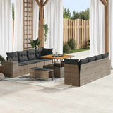 vidaXL Tuinbank Set met kussen met opslag 11 pcs Zwart poly rattan