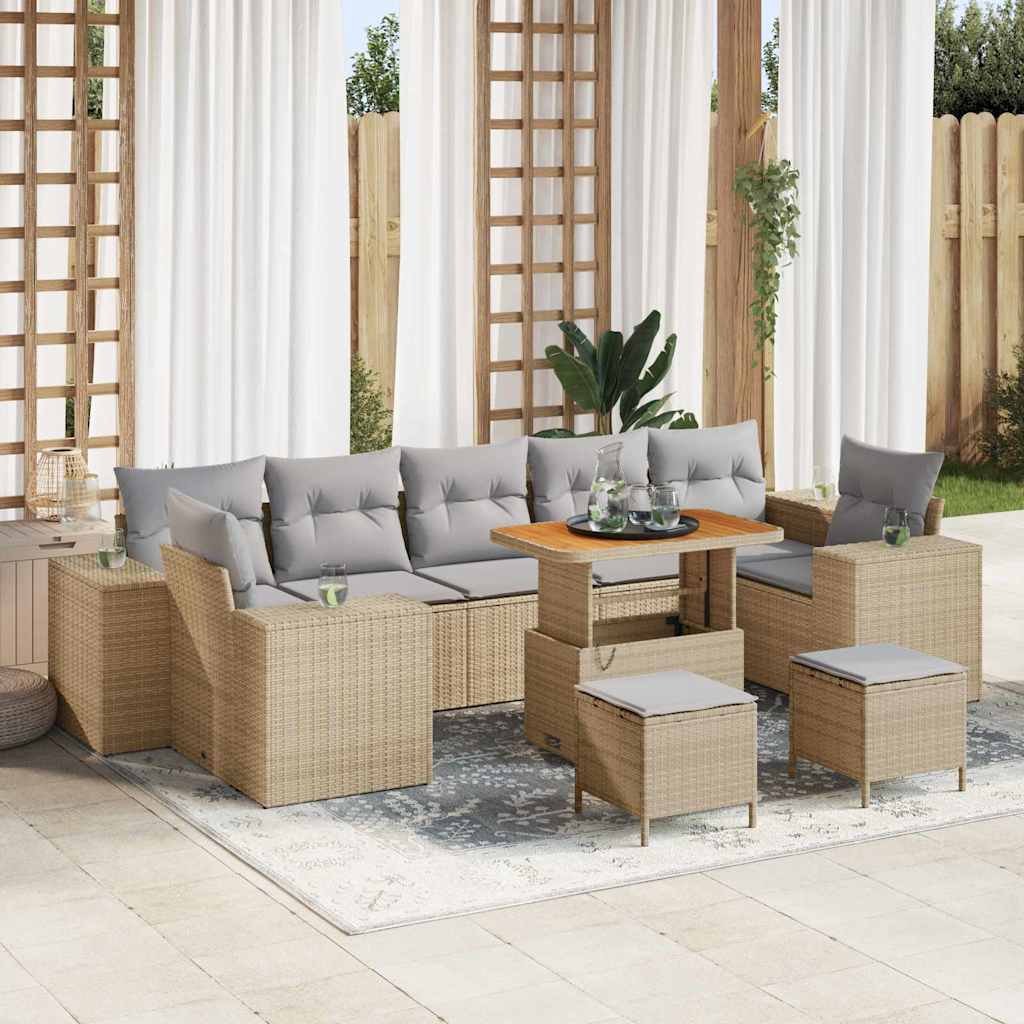 vidaXL Tuinbank Set met kussen met opslag met kussen 10 pcs Zwart