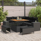 vidaXL Tuinbank Set met kussen met opslag met kussen 8 pcs Zwart