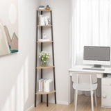 vidaXL Hoekkastje met 3 schappen 45,5x31,5x120 cm lichtbruin en zwart