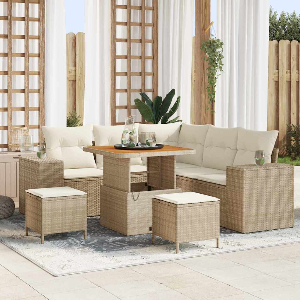 vidaXL Tuinbank Set met kussen met opslag met kussen 8 pcs Zwart
