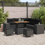 vidaXL Tuinbank Set met kussen met opslag met kussen 8 pcs Zwart
