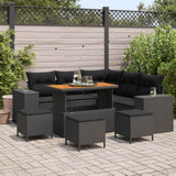 vidaXL Tuinbank Set met kussen met opslag met kussen 8 pcs Zwart