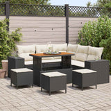 vidaXL Tuinbank Set met kussen met opslag met kussen 8 pcs Zwart