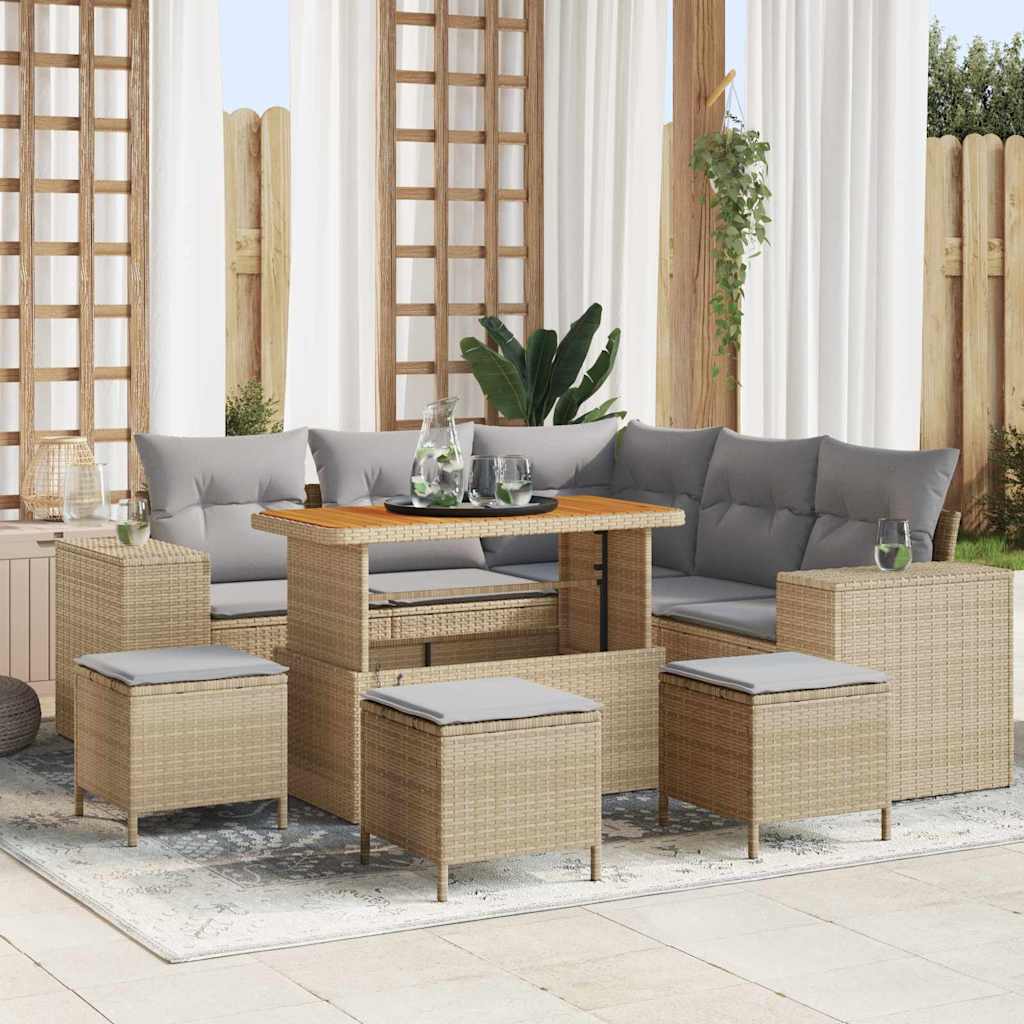 vidaXL Tuinbank Set met kussen met opslag met kussen 8 pcs Zwart