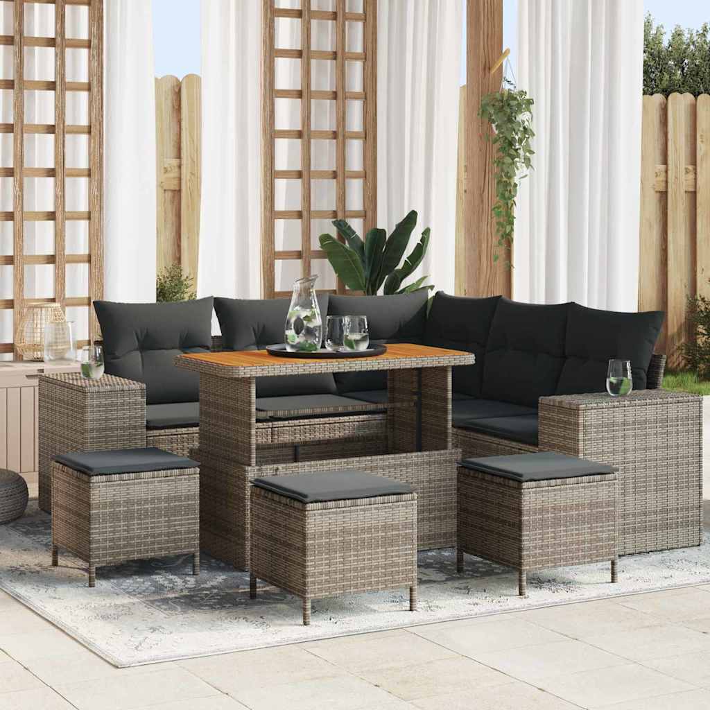 vidaXL Tuinbank Set met kussen met opslag met kussen 8 pcs Zwart