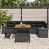 vidaXL Tuinbank Set met kussen 9 pcs Zwart poly rattan